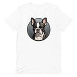 Cartoon Boston Terrier Dog Portrait Unisex T-Shirt