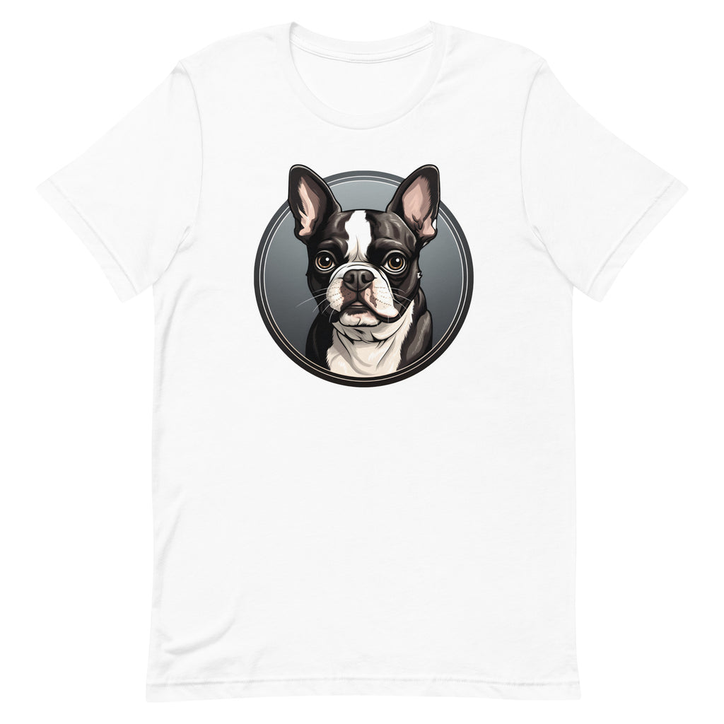 Cartoon Boston Terrier Dog Portrait Unisex T-Shirt