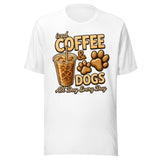 Iced Coffee & Dogs All Day Every Day Unisex T-Shirt - Funny Dog Lover Tee . White