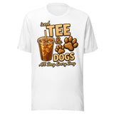 Iced Tea & Dogs All Day Every Day Unisex T-Shirt - Funny Dog Lover Tee . White