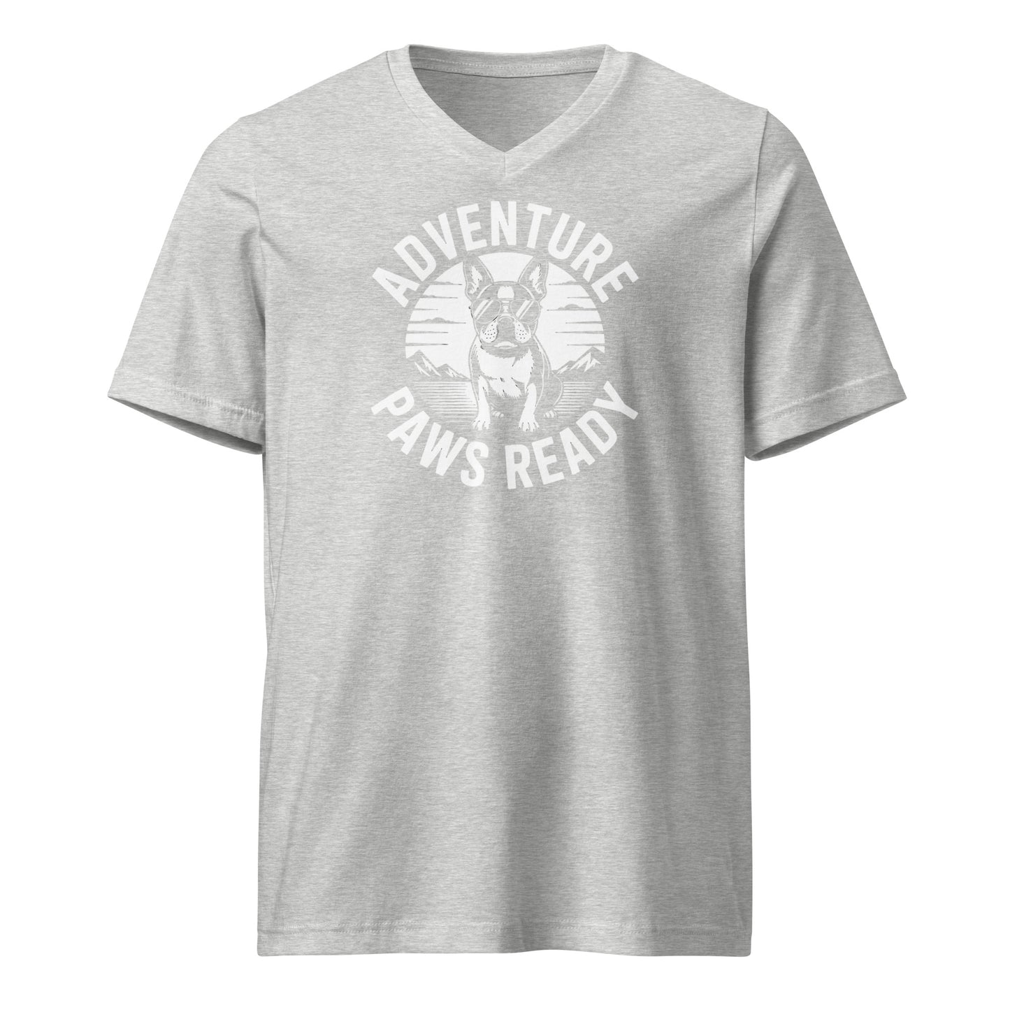 Adventure Paws Ready Unisex Short Sleeve V-Neck T-Shirt . Athletic Heather