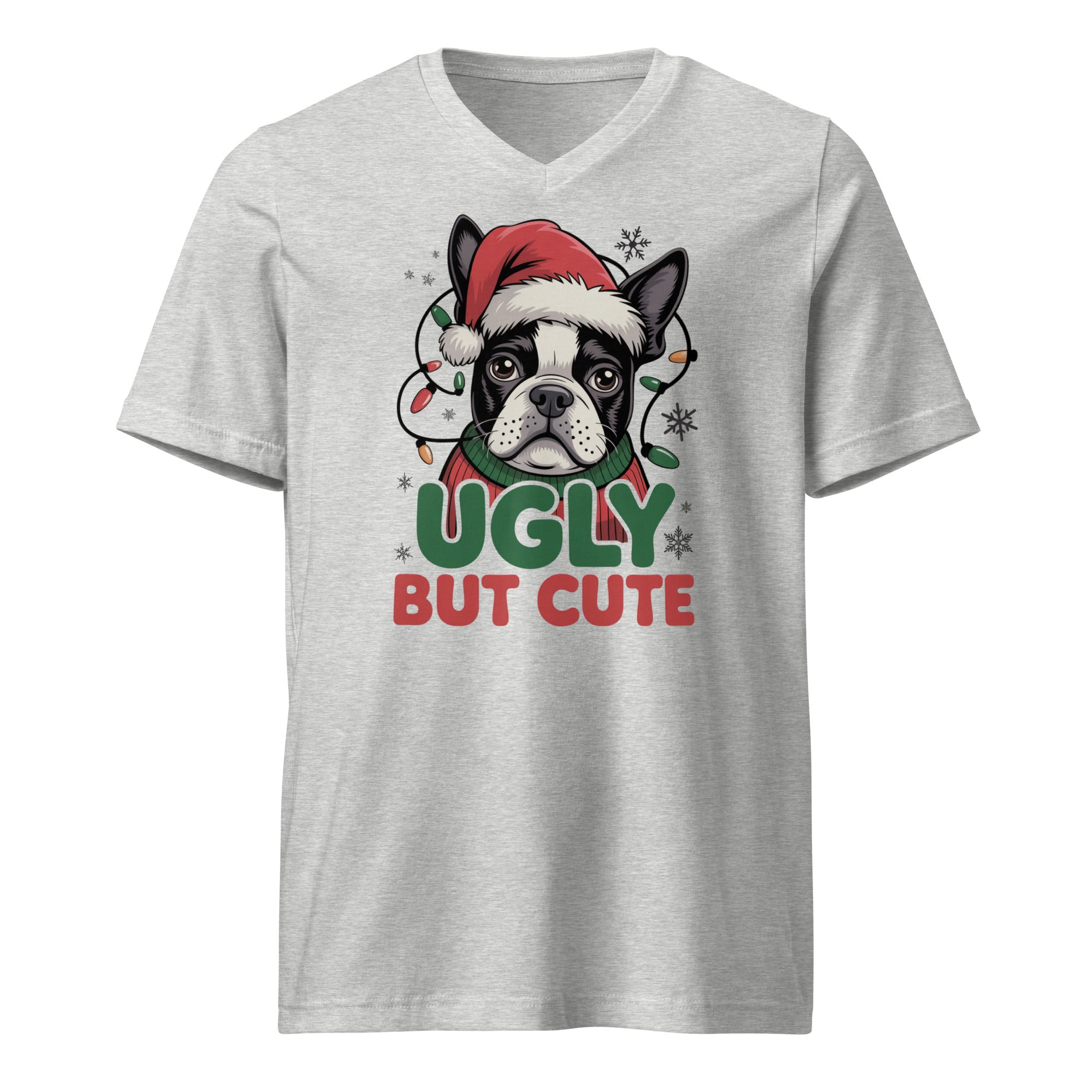Ugly But Cute Unisex Short Sleeve V-Neck T-Shirt . Athletic Heather