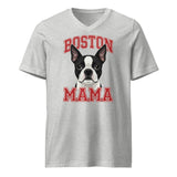 Boston Mama Unisex Short Sleeve V-Neck T-Shirt . Athletic Heather