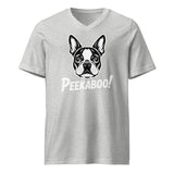 Peekaboo Dog Face Unisex Short Sleeve V-Neck T-Shirt . Athletic Heather