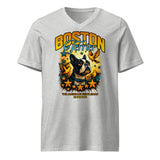 Stars And Birds Boston Terrier Since 1875 Unisex Short Sleeve V-Neck T-Shirt . Athletic Heather