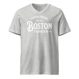Limited Edition Boston Terrier World Unisex Short Sleeve V-Neck T-Shirt . Athletic Heather