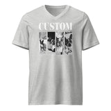 Custom Vintage Pet Photos Unisex Short Sleeve V-Neck T-Shirt . Athletic Heather