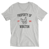 Property Of My Dog Custom Unisex Short Sleeve V-Neck T-Shirt . Athletic Heather