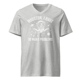 Houston, I Have So Many Problems - Funny Boston Terrier Astronaut Unisex Short Sleeve V-Neck T-Shirt . Athletic Heather