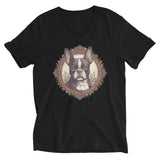 Vintage-Inspired Red Brown Boston Terrier Unisex Short Sleeve V-Neck T-Shirt . Black