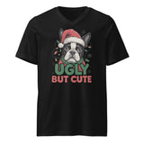 Ugly But Cute Unisex Short Sleeve V-Neck T-Shirt . Black