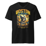 Stars And Birds Boston Terrier Since 1875 Unisex Short Sleeve V-Neck T-Shirt . Black