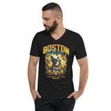 Stars And Birds Boston Terrier Since 1875 Unisex Short Sleeve V-Neck T-Shirt .