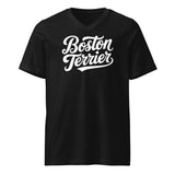 Boston Terrier Unisex Short Sleeve V-Neck T-Shirt . Black
