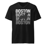Boston Streetwear Unisex Short Sleeve V-Neck T-Shirt . Black