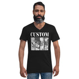 Custom Vintage Pet Photos Unisex Short Sleeve V-Neck T-Shirt .