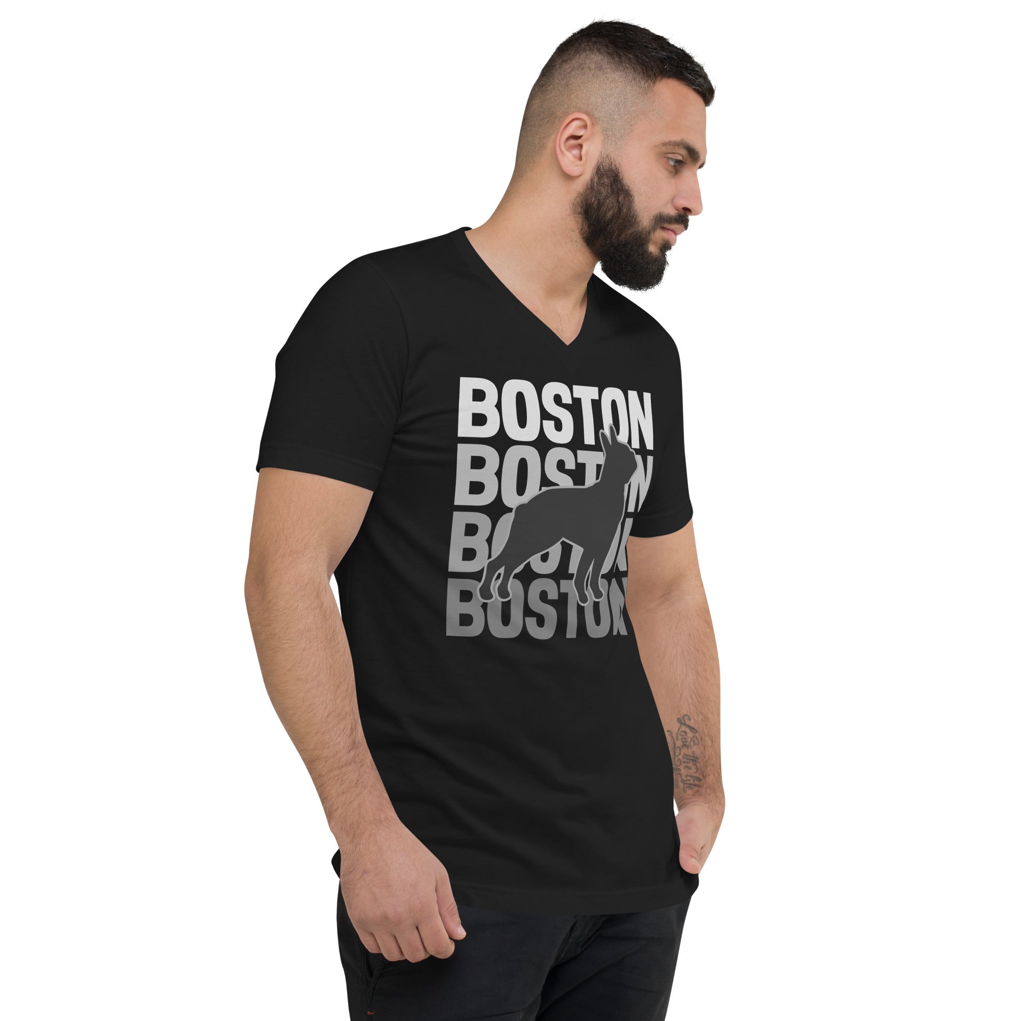 Boston Streetwear Unisex Short Sleeve V-Neck T-Shirt .