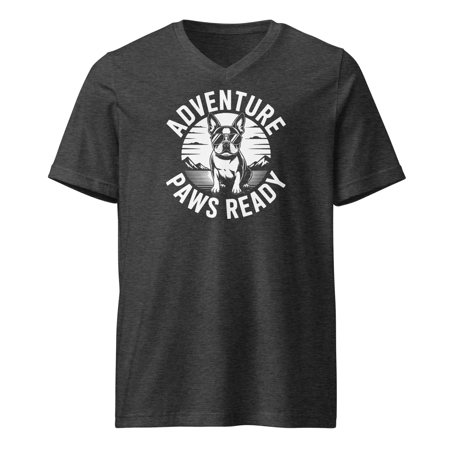 Adventure Paws Ready Unisex Short Sleeve V-Neck T-Shirt . Dark Grey Heather