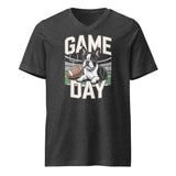 Football Boston Terrier Dog Game Day Unisex Short Sleeve V-Neck T-Shirt . Dark Grey Heather