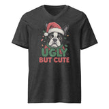 Ugly But Cute Unisex Short Sleeve V-Neck T-Shirt . Dark Grey Heather