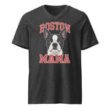 Boston Mama Unisex Short Sleeve V-Neck T-Shirt . Dark Grey Heather