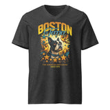 Stars And Birds Boston Terrier Since 1875 Unisex Short Sleeve V-Neck T-Shirt . Dark Grey Heather