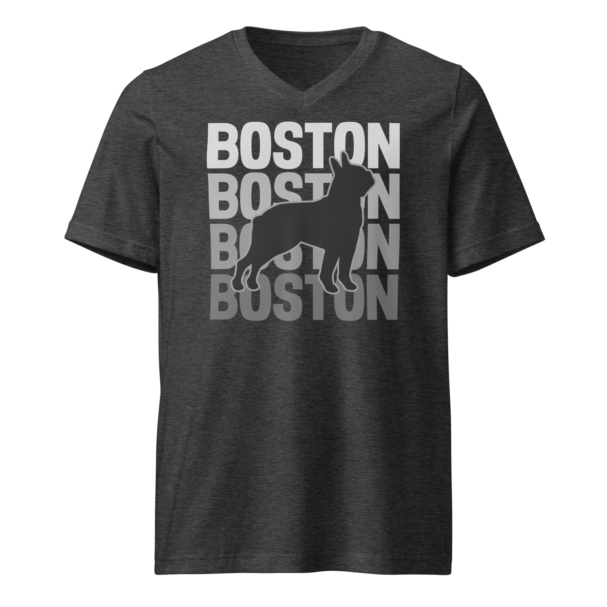 Boston Streetwear Unisex Short Sleeve V-Neck T-Shirt . Dark Grey Heather