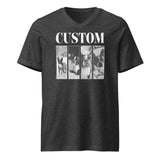 Custom Vintage Pet Photos Unisex Short Sleeve V-Neck T-Shirt . Dark Grey Heather