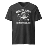 Houston, I Have So Many Problems - Funny Boston Terrier Astronaut Unisex Short Sleeve V-Neck T-Shirt . Dark Grey Heather