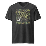 Frog Mode Boston Terrier Dog Unisex Short Sleeve V-Neck T-Shirt . Dark Grey Heather