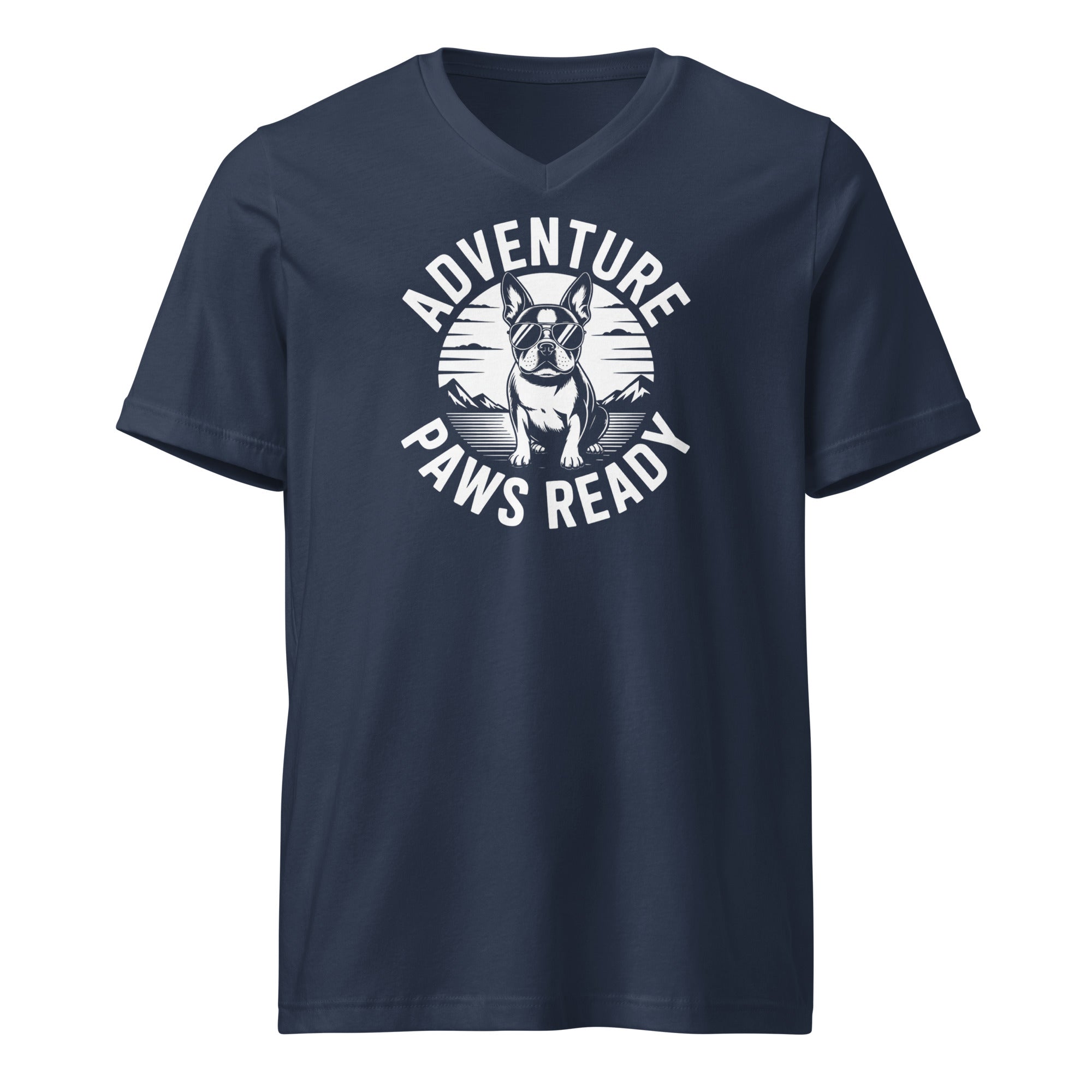 Adventure Paws Ready Unisex Short Sleeve V-Neck T-Shirt . Navy