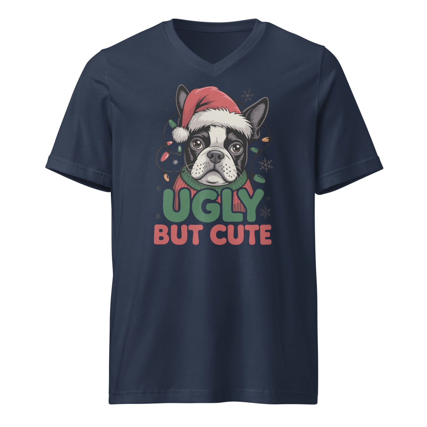 Ugly But Cute Unisex Short Sleeve V-Neck T-Shirt . Navy