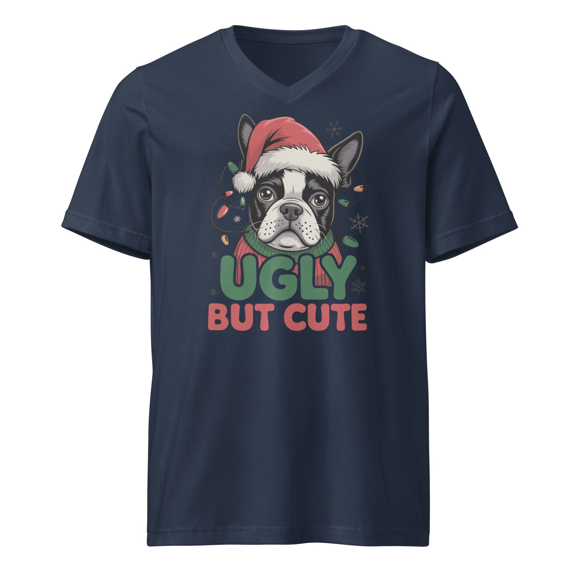 Ugly But Cute Unisex Short Sleeve V-Neck T-Shirt . Navy