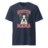 Boston Mama Unisex Short Sleeve V-Neck T-Shirt . Navy