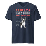 5 Rules For Boston Terrier Owners Unisex Short Sleeve V-Neck T-Shirt . Navy