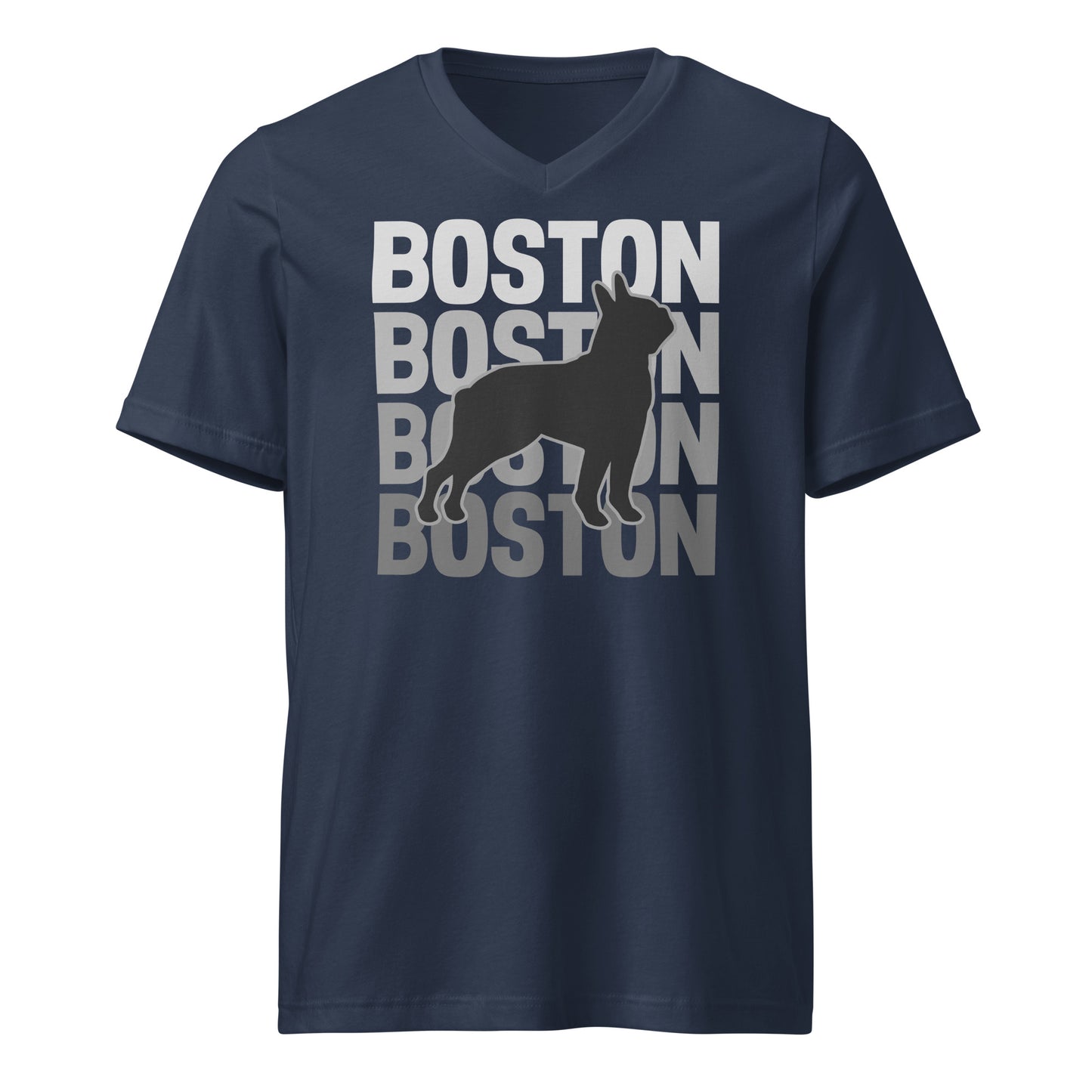 Boston Streetwear Unisex Short Sleeve V-Neck T-Shirt . Navy