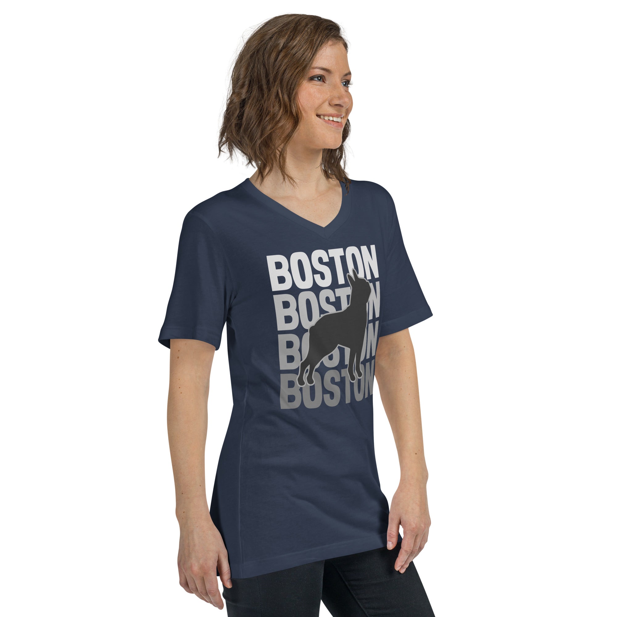 Boston Streetwear Unisex Short Sleeve V-Neck T-Shirt .