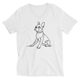Line Drawn Boston Terrier Dog Unisex Short Sleeve V-Neck T-Shirt