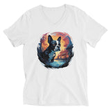 Artistic Representation Of A Boston Terrier Unisex Short Sleeve V-Neck T-Shirt