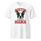 Boston Mama Unisex Short Sleeve V-Neck T-Shirt . White