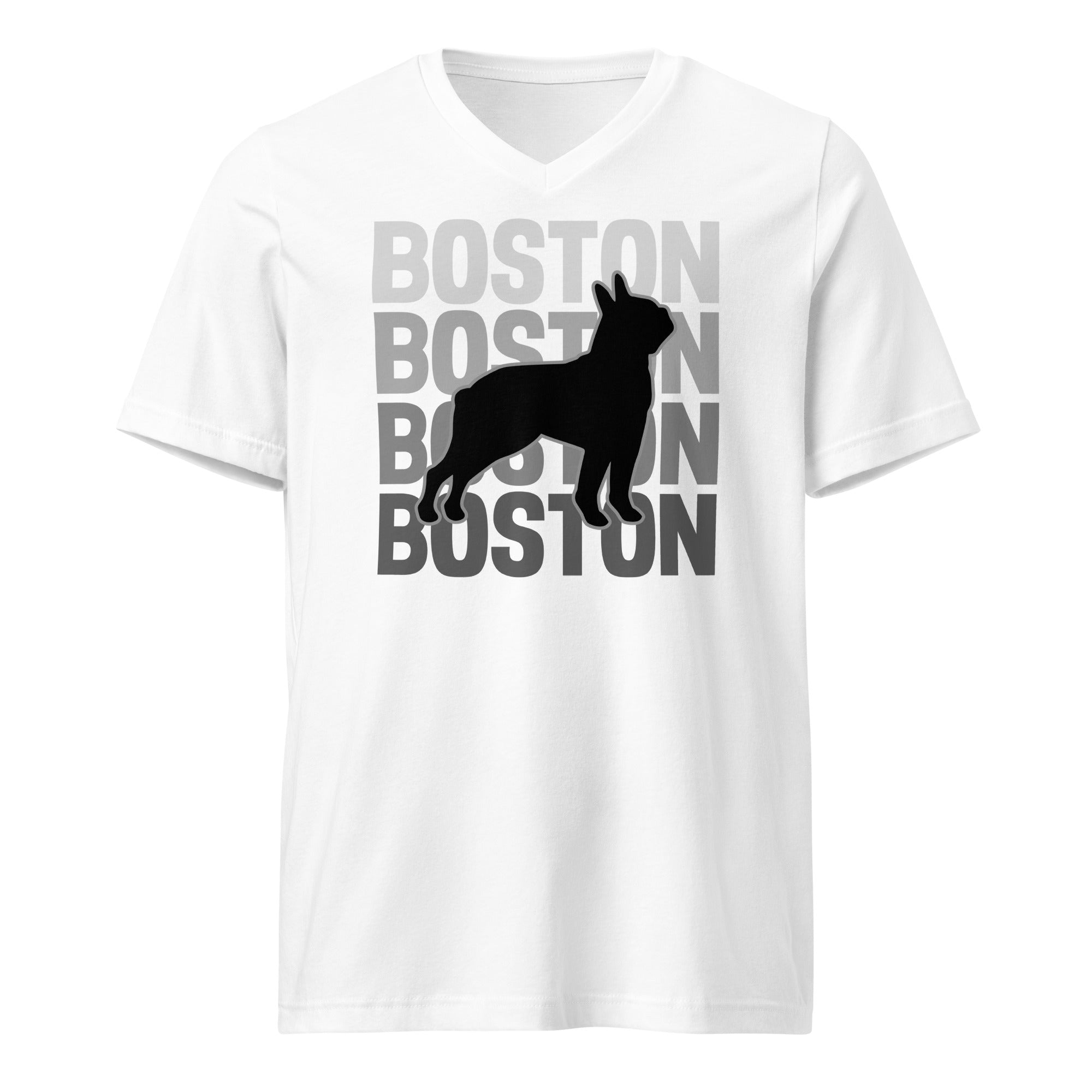 Boston Streetwear Unisex Short Sleeve V-Neck T-Shirt . White