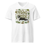 Frog Mode Boston Terrier Dog Unisex Short Sleeve V-Neck T-Shirt . White