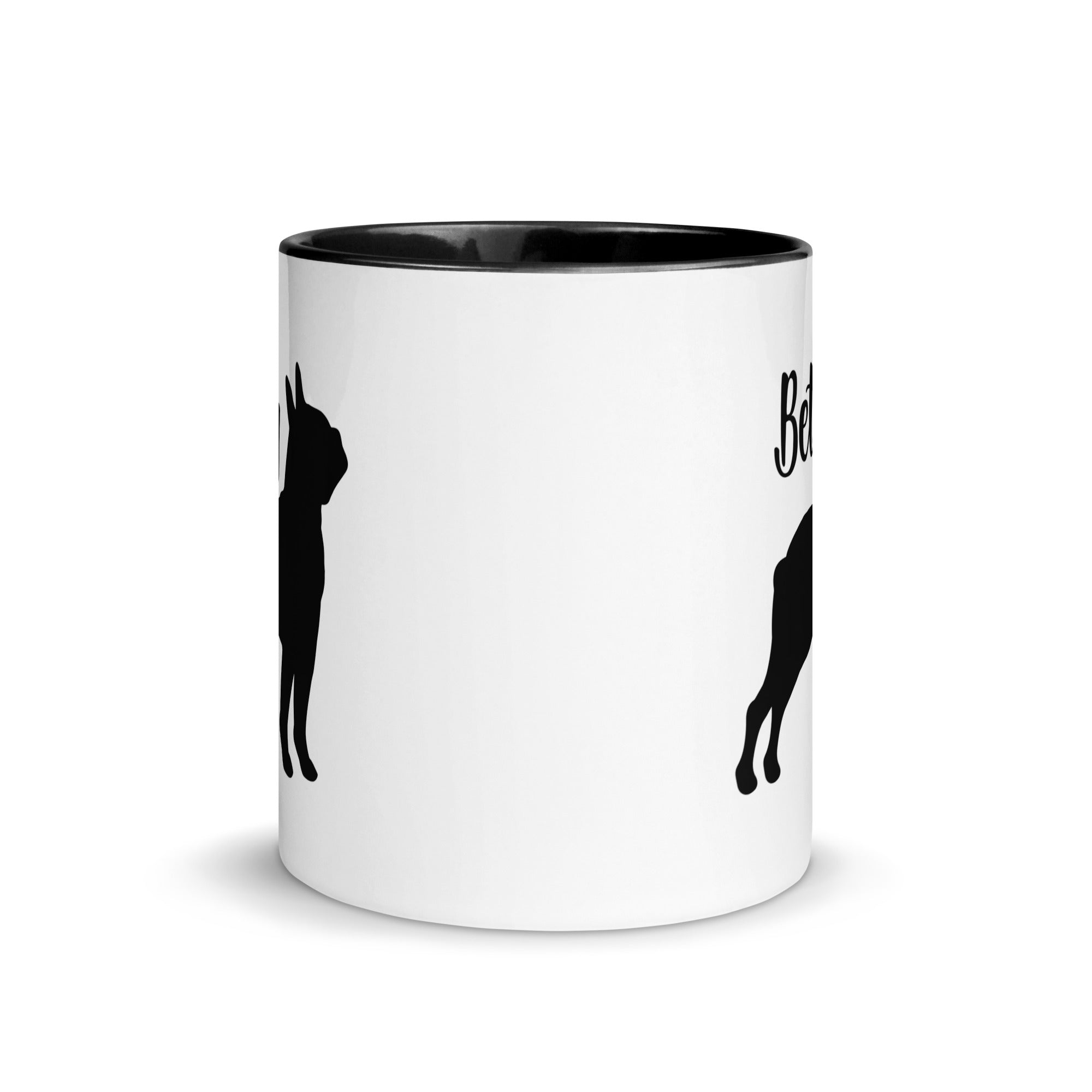 Custom Name with Boston Terrier Silhouette Mug with Color Inside