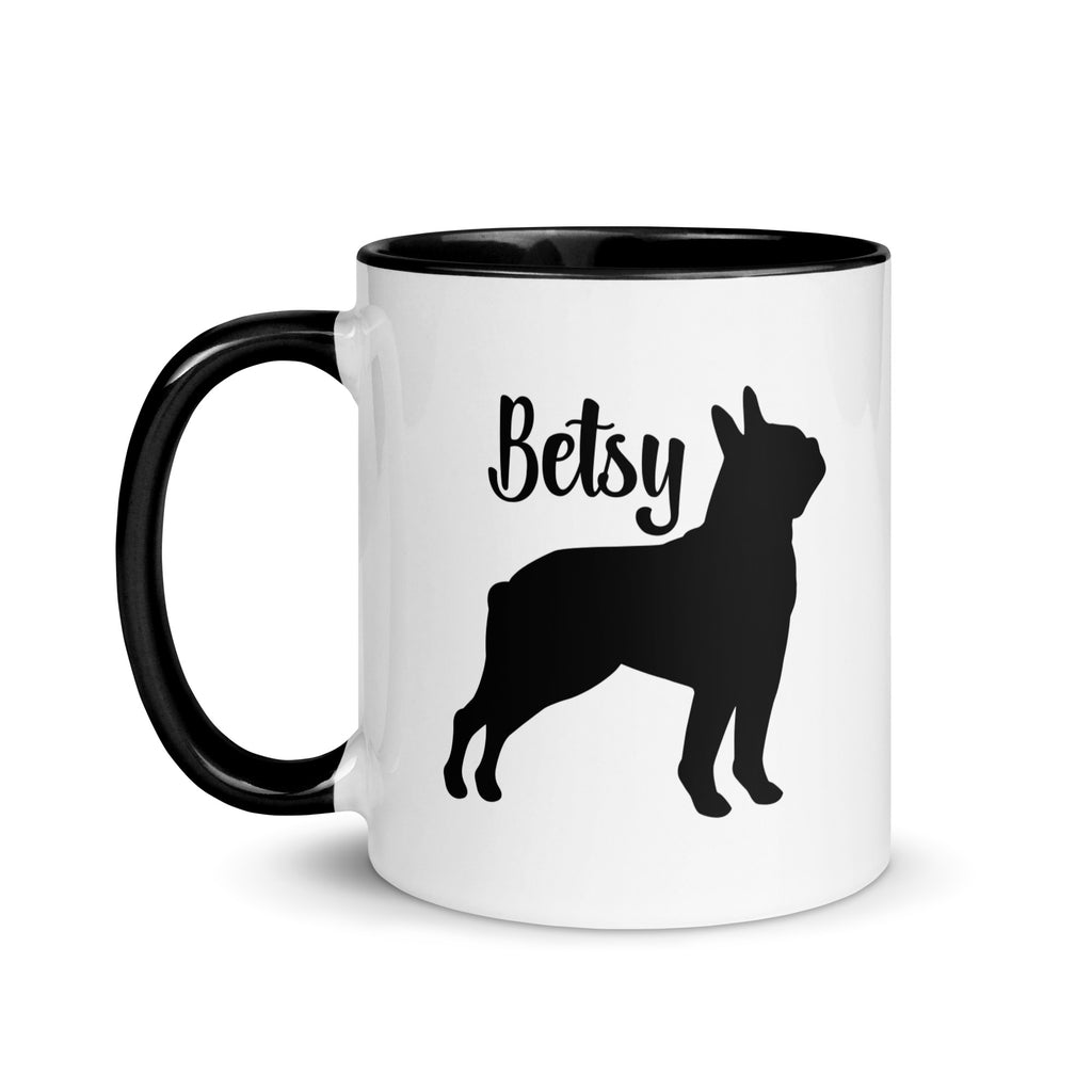 Custom Name with Boston Terrier Silhouette Mug with Color Inside