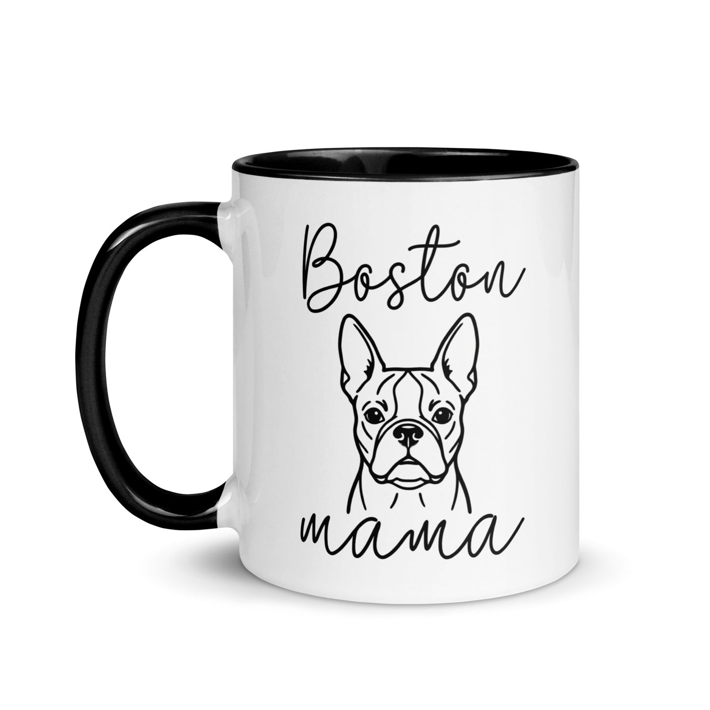 Boston Mama Mode Mug with Color Inside . Black