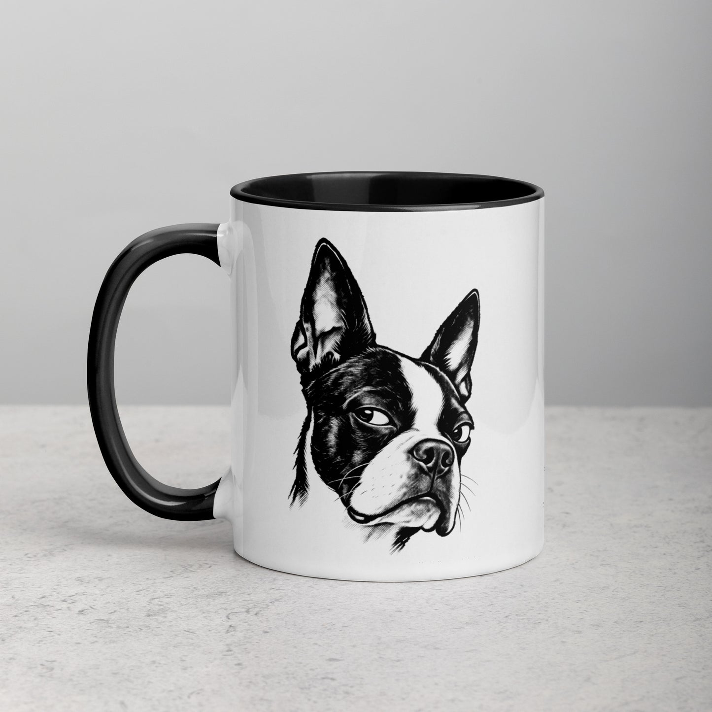 Suspicious Side Eye Boston Terrier Mug .