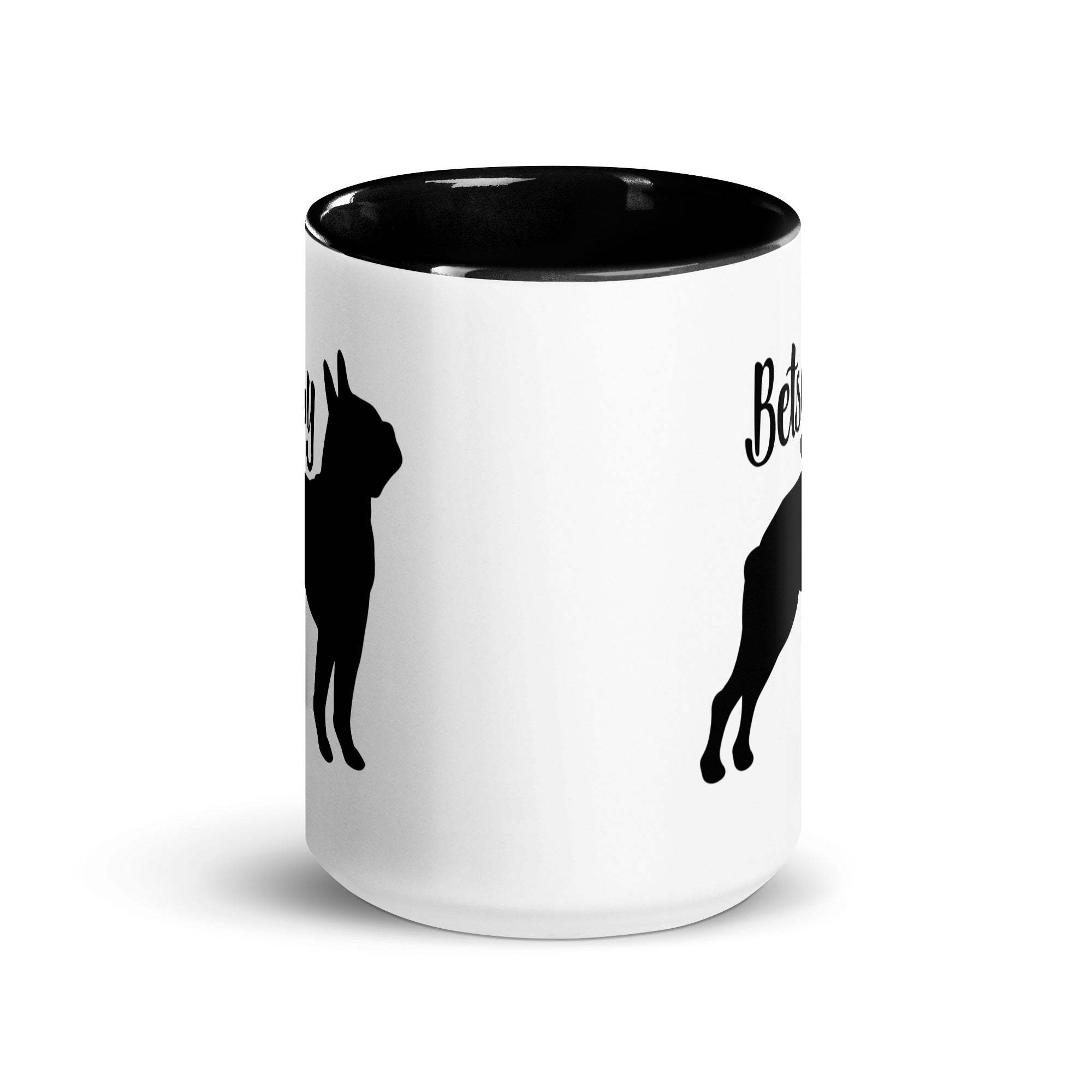 Custom Name with Boston Terrier Silhouette Mug with Color Inside