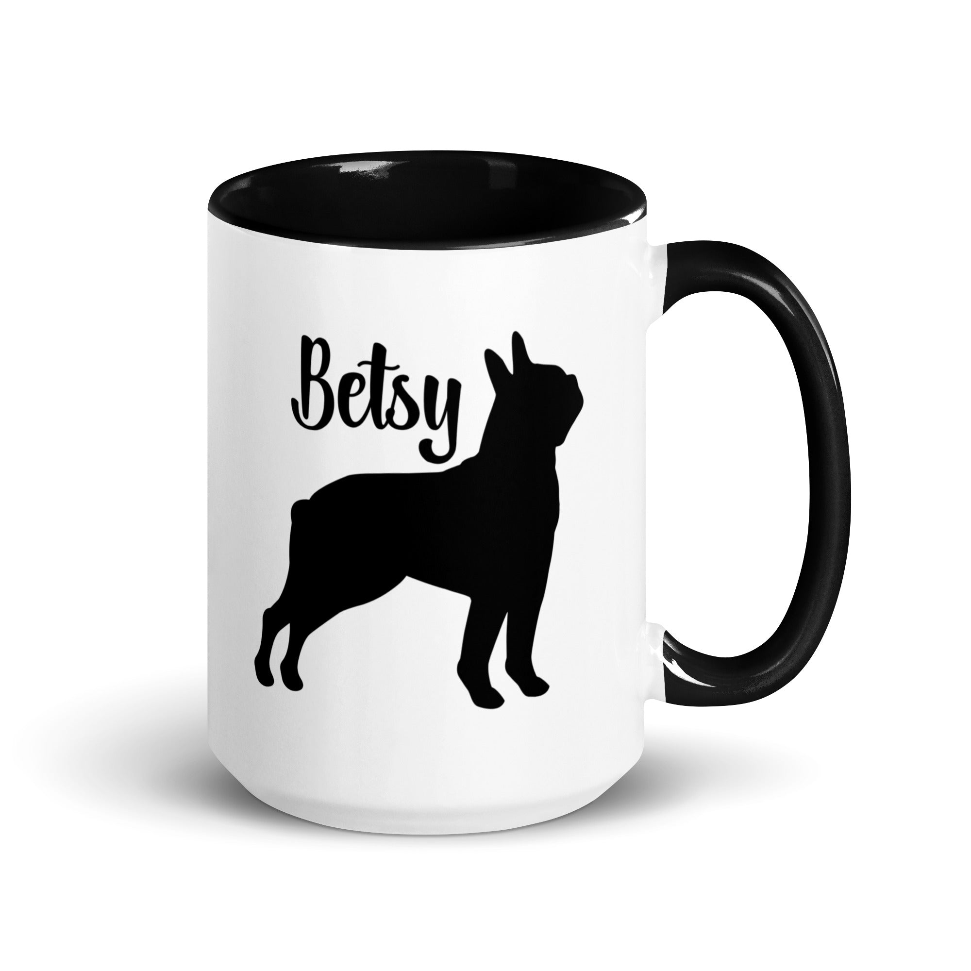 Custom Name with Boston Terrier Silhouette Mug with Color Inside