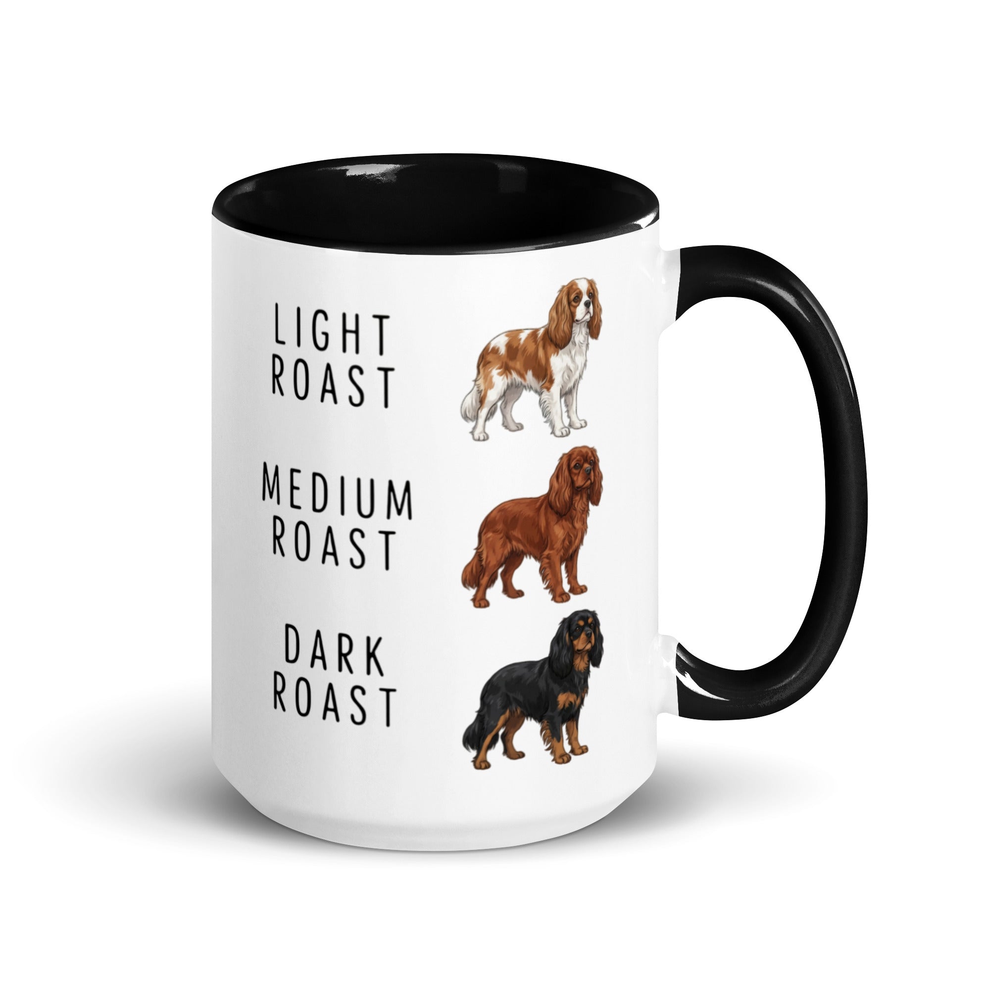 Cavalier King Charles Spaniel Coffee Roast Mug . Black 15 oz