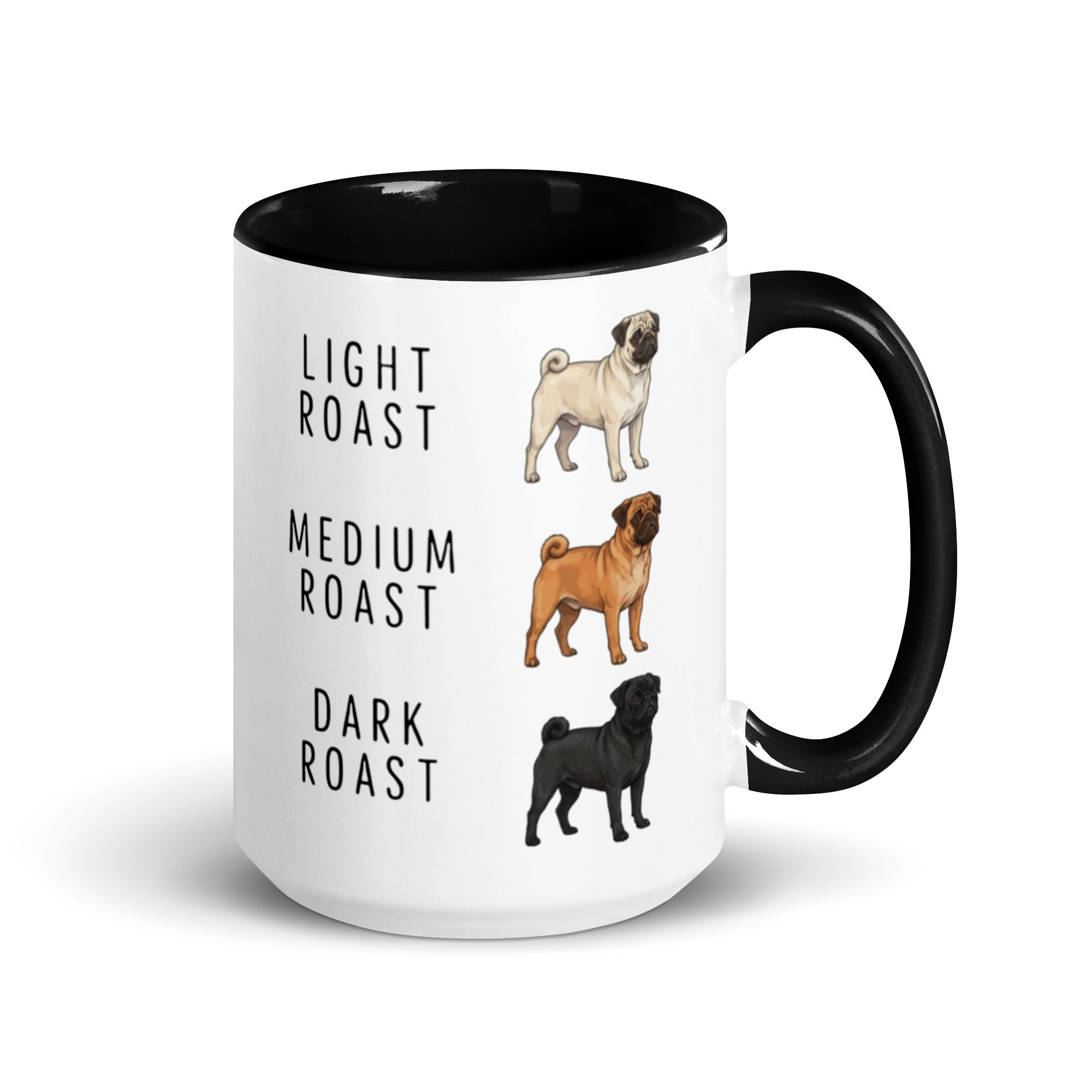 Pug Coffee Roast Mug . Black 15 oz